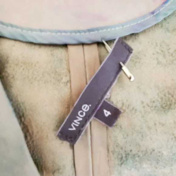 Vince leather Shirt jacket bomber moto small pink purple gray beige cream dyed